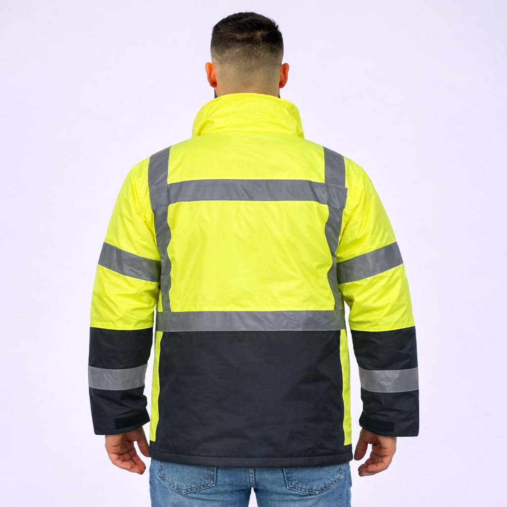 Parka Haute Visibilité Imperméable – Réfléchissante avec Capuche et Doublure Chaude